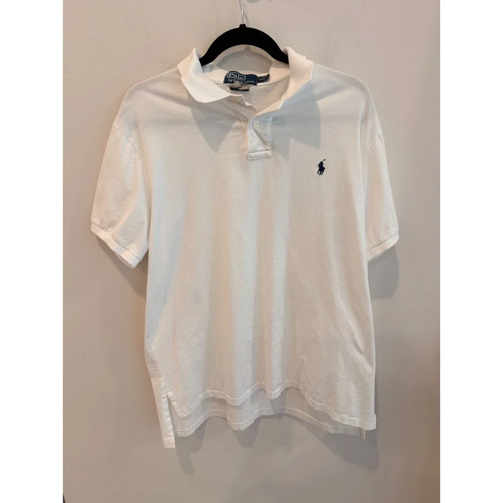 Polo Ralph Lauren Mens XL White Short Sleeve Cotton Polo Shirt Navy Pony